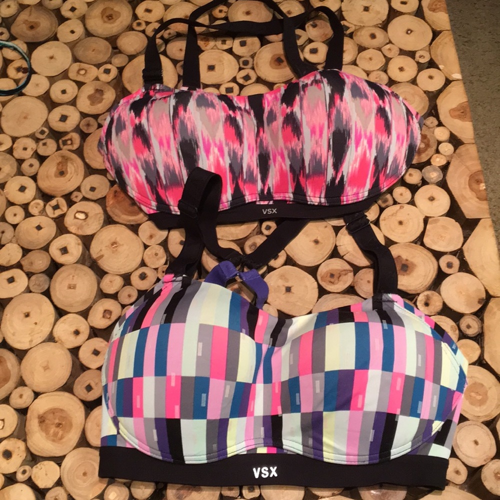 2 32/34B Victoria’s Secret Sports Logo Strap Bras